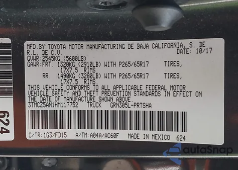 2017 Toyota Tacoma Trd Sport из США, поврежденный, VIN 3TMCZ5AN1HM117752